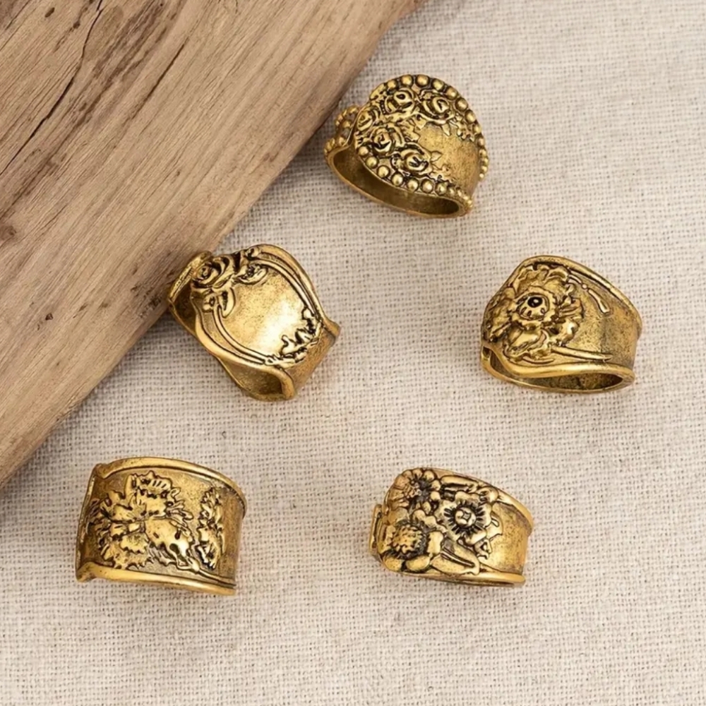 5 Pcs Old Spoon Rings - Picture 2 of 7